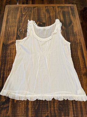 White Ruffle-Trim Sleeveless Tank